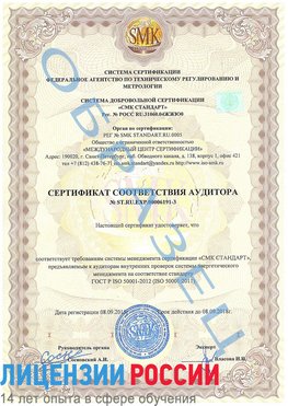 Образец сертификата соответствия аудитора №ST.RU.EXP.00006191-3 Тобольск Сертификат ISO 50001